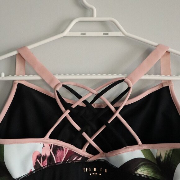 Ted Baker London Women's Sz M Floral‎ Sleeveless Activewear Stretch Sports Bra - Picture 6 of 11